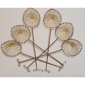 Vintage Twisted Wire Egg Spoon Strainer Lifter Kitchen Utensil Set of 6